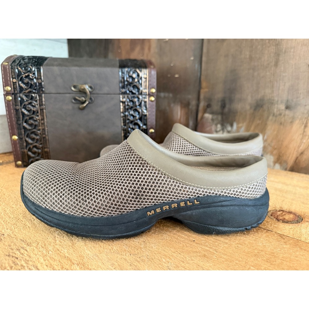 Merrell Encore Breeze Mesh Slip On Clogs Taupe Tan Womens 9.5 J61320 Comfort